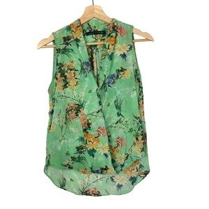 Zara Mint Green Botanical Floral Wrap Tank Top S